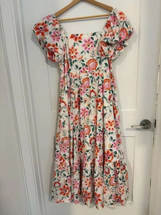 Shop Stevie White Floral Midi Dress - Picture 1 of 9